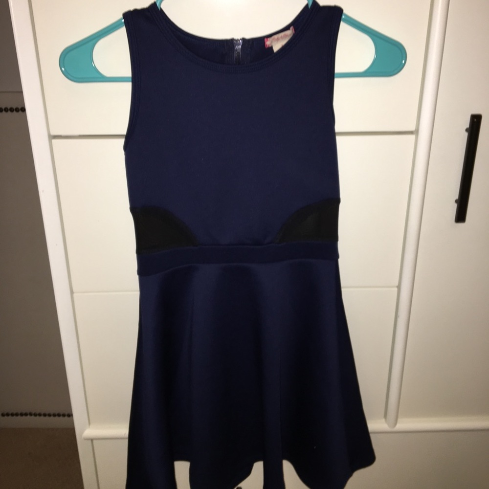Ruby & Bloom Navy Blue Dress with Mesh Cut Out